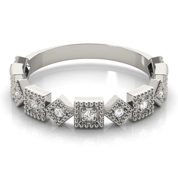 Platinum Milgrain Square Diamond Eternity Band with Bezel Setting 2