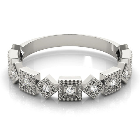 Platinum Milgrain Square Diamond Eternity Band with Bezel Setting 2