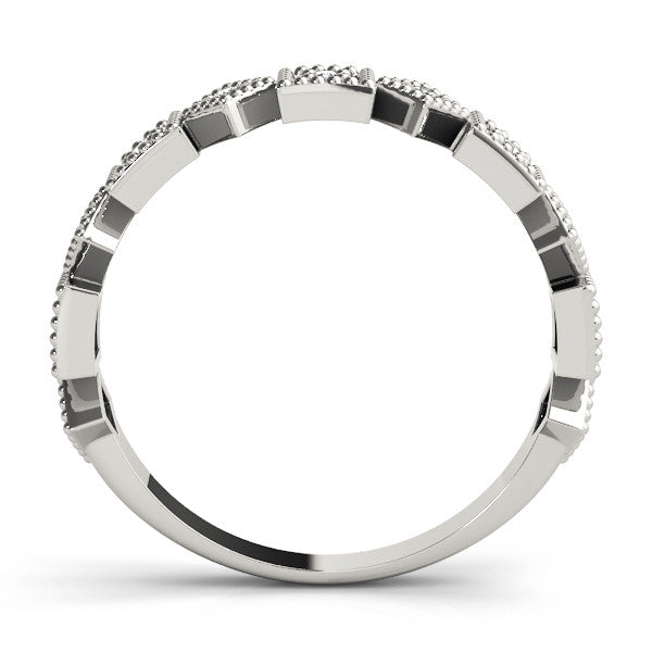 Platinum Milgrain Square Diamond Eternity Band with Bezel Setting