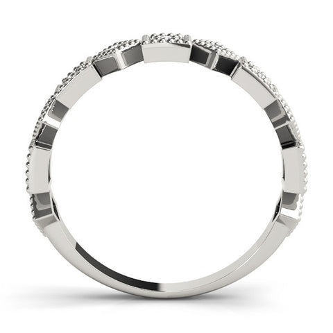 Platinum Milgrain Square Diamond Eternity Band with Bezel Setting
