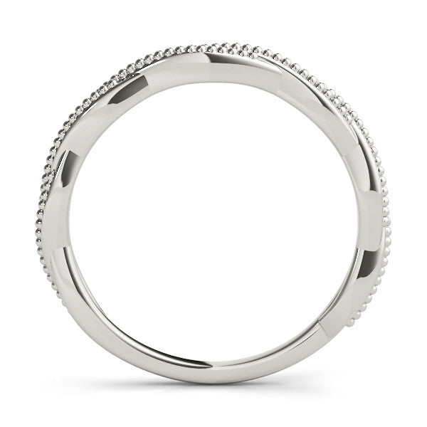 Silver Milgrain Twist Beaded Band