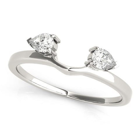 Platinum Open Band Pear Cut Prong Set Diamond Ring