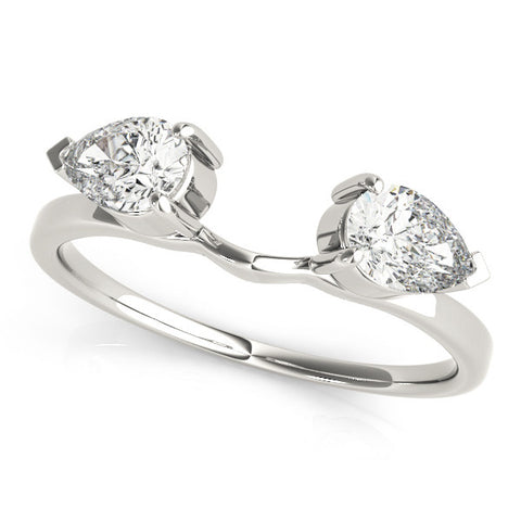 Platinum Open Pear-Cut Diamond Bypass Ring with Prong Setting
