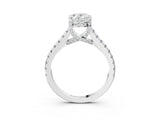 Platinum Oval Brilliant Diamond Solitaire with Pavé Band and Four-Prong Setting 4