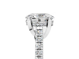 Platinum Oval Brilliant Diamond Solitaire with Pavé Band and Four-Prong Setting