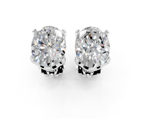 Platinum 2.04 Carat F VVS2 Oval Brilliant Diamond Stud Earrings