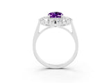 Platinum Oval Cut Amethyst Floral Double Halo Engagement Ring with Prong Setting_154