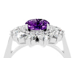 Platinum Oval Cut Amethyst Floral Double Halo Engagement Ring with Prong Setting_155