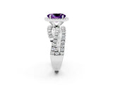 Platinum Oval Cut Amethyst Halo Ring with Round Split Shank and Prong Setting_68