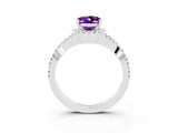 Platinum Oval Cut Amethyst  Halo Twist Band Solitaire Prong Setting Ring_15