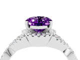 Platinum Oval Cut Amethyst  Halo Twist Band Solitaire Prong Setting Ring_16