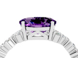 Platinum Oval Cut Amethyst Scattered Round Accent Ring with Prong Setting_40