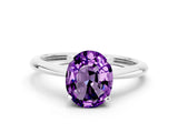 Platinum Oval Cut Amethyst Solitaire Engagement Ring with Classic Band and Four-Prong Setting_24