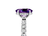 Platinum Oval Cut Amethyst Solitaire Ring with Round  Pavé Band and Four-Prong Setting_41