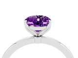Platinum Oval Cut Amethyst Solitaire Ring with Thin Band and Prong Setting_46