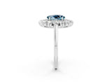Platinum Oval Cut Aquamarine Floral Double Halo Engagement Ring with Prong Setting_128