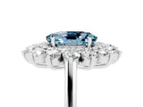 Platinum Oval Cut Aquamarine Floral Double Halo Engagement Ring with Prong Setting_131