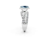 Platinum Oval Cut Aquamarine Halo Ring with Round Split Shank and Prong Setting_68