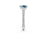 Platinum Oval Cut Aquamarine Pavé Solitaire Ring with Round Band and Prong Setting_44