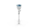Platinum Oval Cut Aquamarine Scattered Round Accent Ring with Prong Setting_32