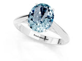 Platinum Oval Cut Aquamarine Solitaire Engagement Ring with Cathedral Setting and Four-Prong Mount_1