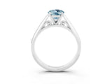Platinum Oval Cut Aquamarine Solitaire Engagement Ring with Cathedral Setting and Four-Prong Mount_3