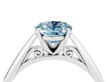 Platinum Oval Cut Aquamarine Solitaire Engagement Ring with Cathedral Setting and Four-Prong Mount_4