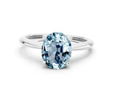 Platinum Oval Cut Aquamarine Solitaire Engagement Ring with Classic Band and Four-Prong Setting_12