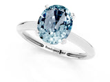 Platinum Oval Cut Aquamarine Solitaire Engagement Ring with Classic Band and Four-Prong Setting_13