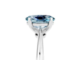 Platinum Oval Cut Aquamarine Solitaire Engagement Ring with Classic Band and Four-Prong Setting_17