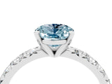 Platinum Oval Cut Aquamarine Solitaire Pavé Engagement Ring with Round Band and Prong Setting_94