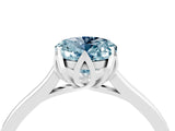 Platinum Oval Cut Aquamarine Solitaire Ring with Flower Prong Setting and Classic Band_4