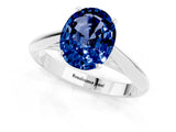 Platinum Oval Cut Blue Sapphire Solitaire Engagement Ring with Cathedral Setting and Four-Prong Mount_13