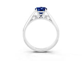 Platinum Oval Cut Blue Sapphire Solitaire Engagement Ring with Cathedral Setting and Four-Prong Mount_15