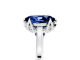 Platinum Oval Cut Blue Sapphire Solitaire Ring with Flower Prong Setting and Classic Band_5