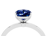 Platinum Oval Cut Blue Sapphire Solitaire Ring with Thin Band and Prong Setting_46