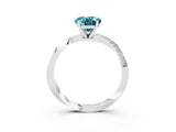 Platinum Oval Cut Blue Topaz Engagement Ring with Side Stone Accents and Four-Prong Setting_15