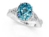 Platinum Oval Cut Blue Topaz  Halo Twist Band Solitaire Prong Setting Ring_13