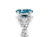 Platinum Oval Cut Blue Topaz  Halo Twist Band Solitaire Prong Setting Ring_17