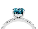 Platinum Oval Cut Blue Topaz Pavé Solitaire Ring with Round Band and Prong Setting_46