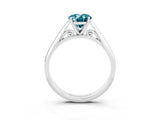 Platinum Oval Cut Blue Topaz Solitaire Engagement Ring with Cathedral Setting and Four-Prong Mount_15