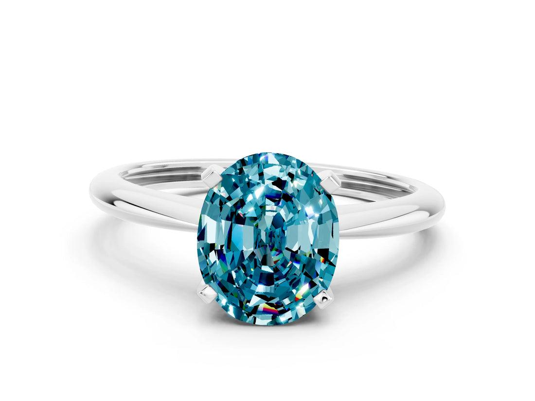 Platinum Oval Cut Blue Topaz Solitaire Engagement Ring with Classic Band and Four-Prong Setting_22