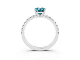 Platinum Oval Cut Blue Topaz Solitaire Pavé Engagement Ring with Round Band and Prong Setting_93