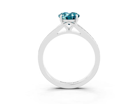 Platinum Oval Cut Blue Topaz Solitaire Ring with Pavé Band and Prong Setting_15