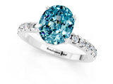 Platinum Oval Cut Blue Topaz Solitaire Ring with Round  Pavé Band and Four-Prong Setting_25