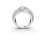 Platinum Oval Cut Brilliant Halo Pave Diamond Milgrain Ring_16