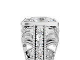 Platinum Oval Cut Brilliant Milgrain Filigree Diamond Ring with Square Prong Setting_42