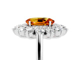 Platinum Oval Cut Citrine Floral Double Halo Engagement Ring with Prong Setting_161