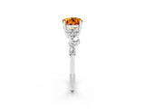 Platinum Oval Cut Citrine Scattered Round Accent Ring with Prong Setting_38