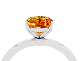 Platinum Oval Cut Citrine Solitaire Ring with Thin Band and Prong Setting_46